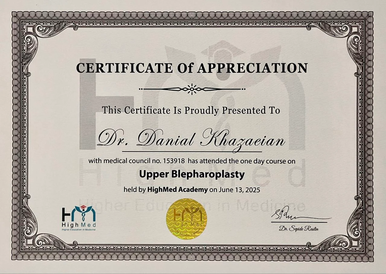 Dr. Danial Khazaeian's Certificate